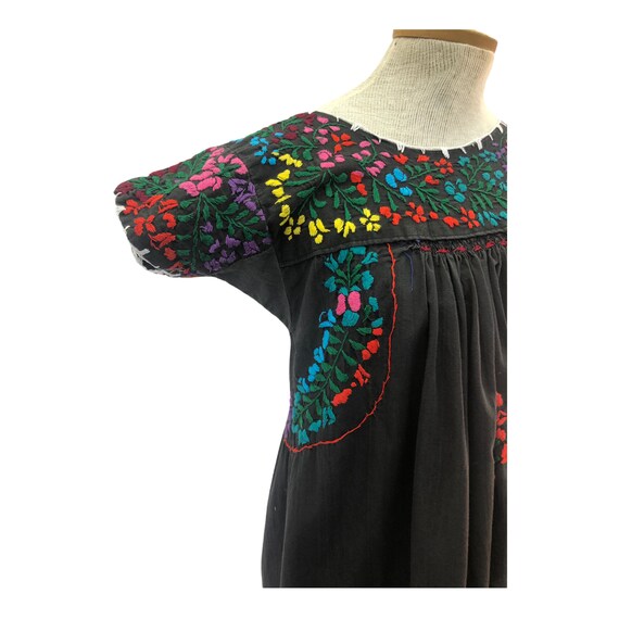 Vintage VTG 1970s 70s Black Mexican Embroidered F… - image 4