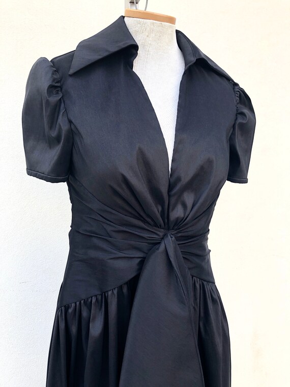 Vintage VTG 1980s 1990s Tony Bowls Black Ruched E… - image 4