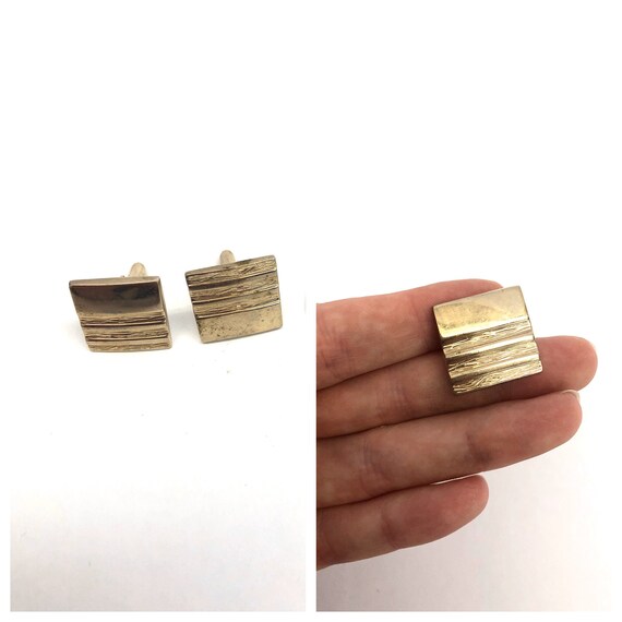 Vintage VTG 1970s 70s Gold Square Cuff Links - image 1