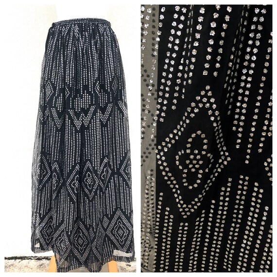 Vintage VTG 1970s 70s Disco Glitter Metallic Maxi