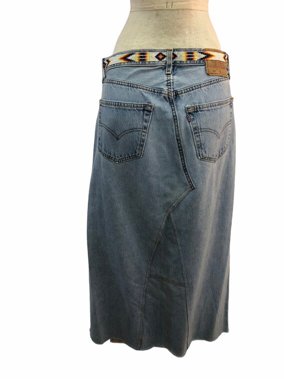 Vintage VTG 1990s 90s Reworked Levi's Denim Beade… - image 3