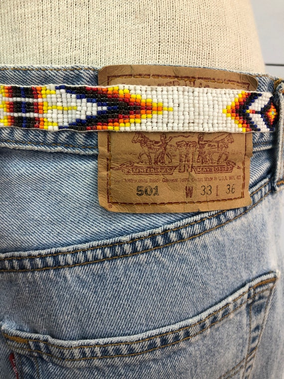 Vintage VTG 1990s 90s Reworked Levi's Denim Beade… - image 4