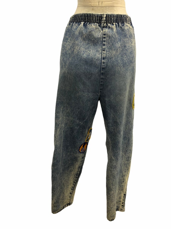 Vintage VTG 1980s 80s Acid Wash Patched Jeans Bot… - image 6