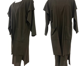 Vtg Vintage 1980s 80s Designer Yeohlee Olive Avant Garde Olive Green Dress