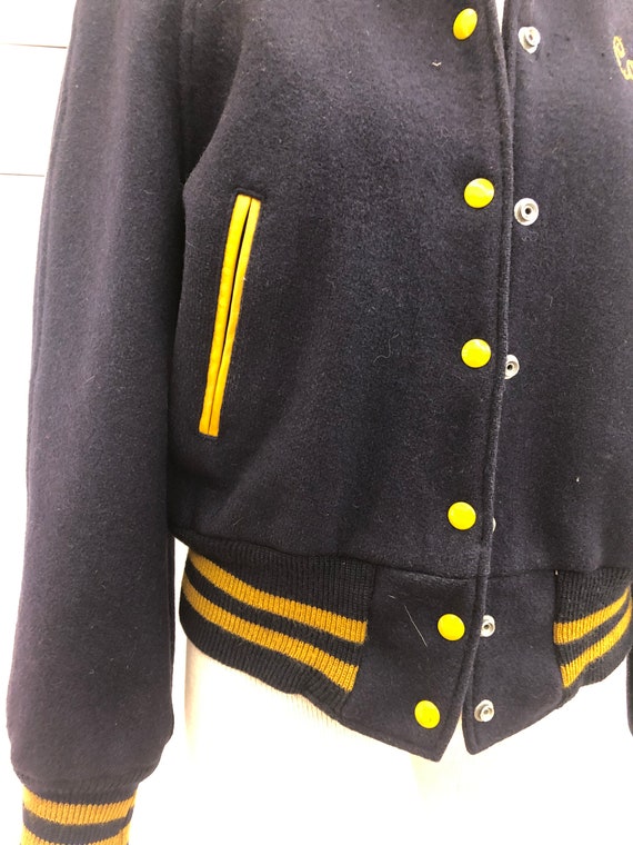 Vintage VTG 1940s 1950s Navy Embroidered Varsity … - image 4