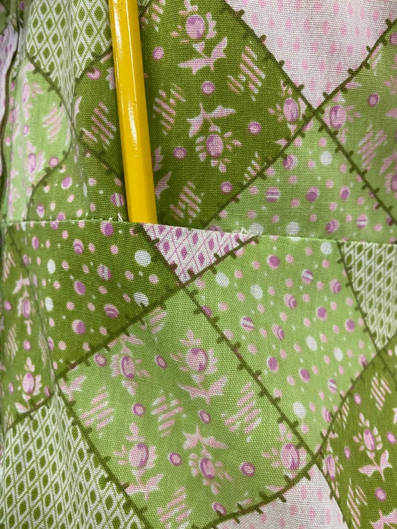 Vtg Vintage 1970s 70s Lime Pink Patchwork Print F… - image 7