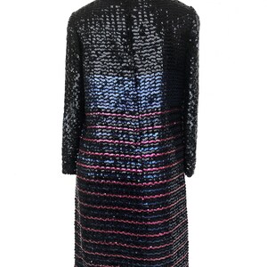 Vintage VTG 1970s 70s Johnnye Black Sequin Long Sleeve Shift Dress image 3