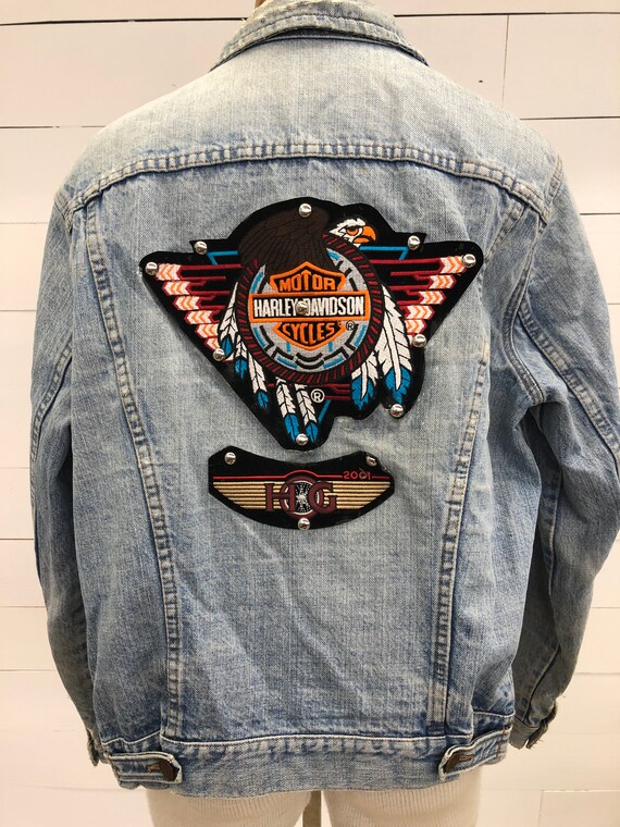 Vintage VTG 1970s 70s Harley Davidson Denim Patch… - image 3