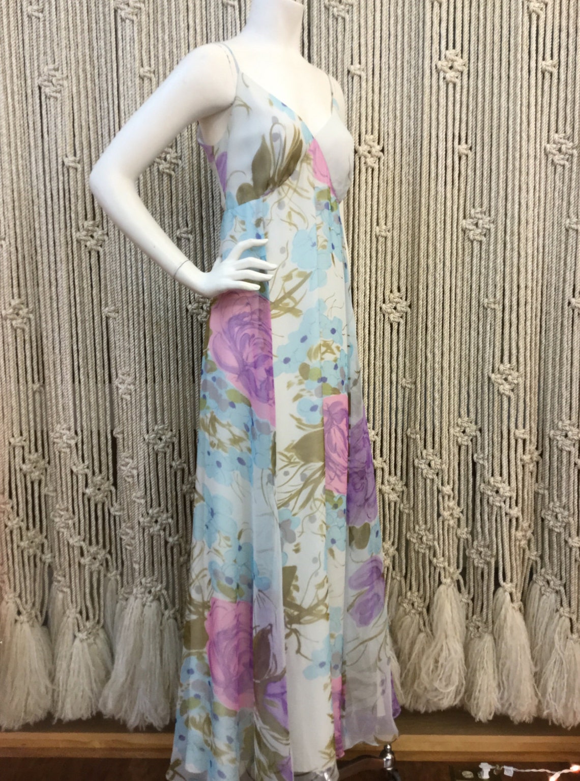 1970s Jack Bryan Designer Floral and Flowy Maxi Dress - Etsy New Zealand