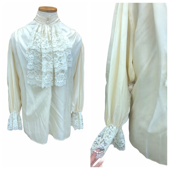 Vintage VTG 1980s 80s does Victorian Cream Lace Le