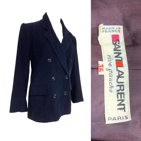 Vtg Vintage 1980s 80s YSL Yves Saint Laurent Navy Corduroy Double 