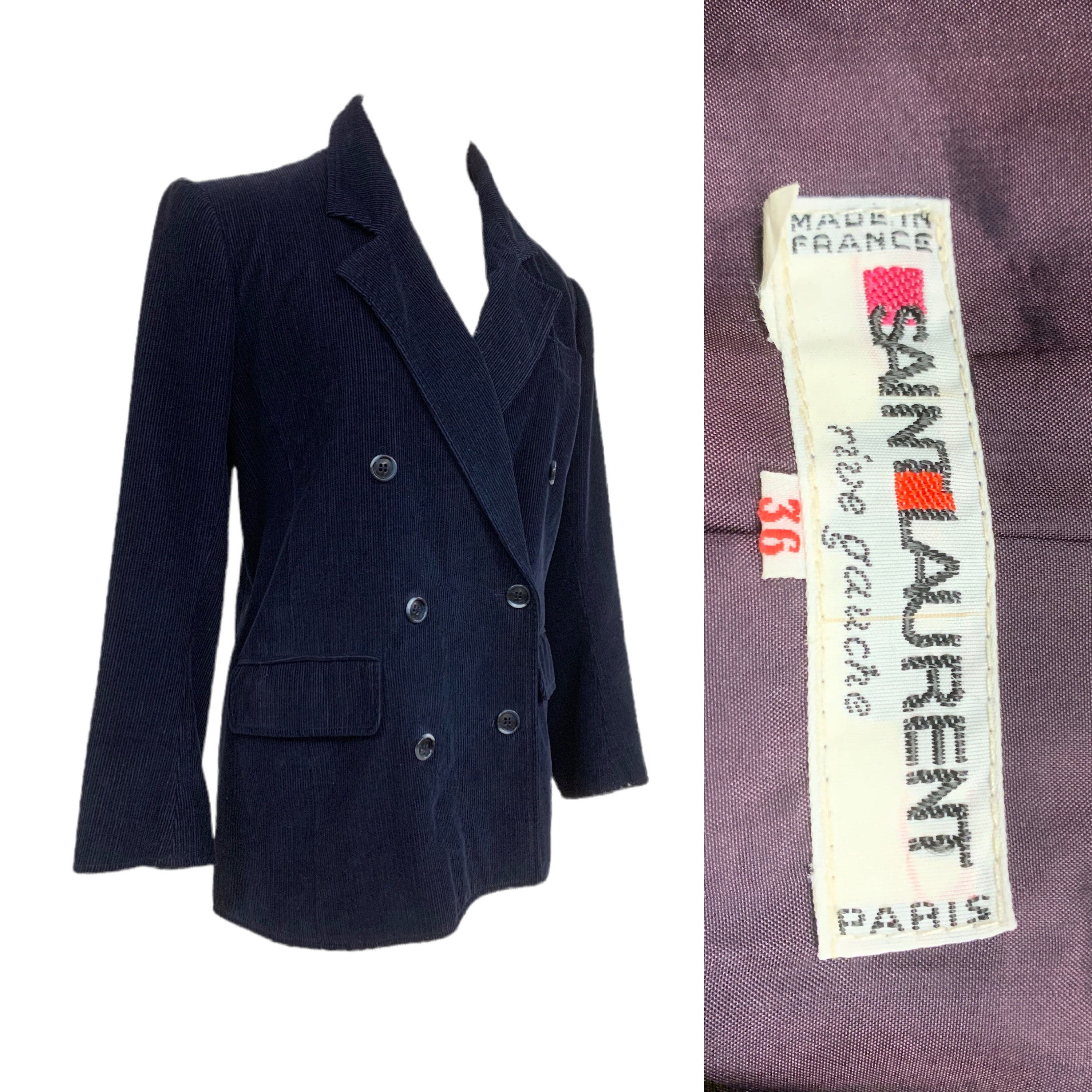 Buy Vtg Vintage 1980s 80s YSL Yves Saint Laurent Navy Corduroy 
