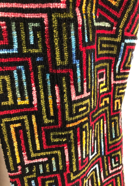 Vintage VTG 1960s 1970s Multicolored Woven Open V… - image 4