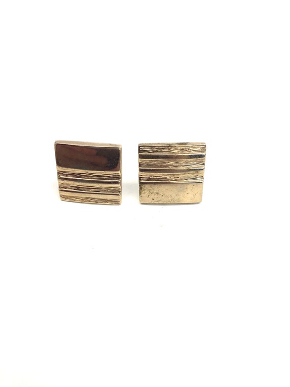 Vintage VTG 1970s 70s Gold Square Cuff Links - image 2