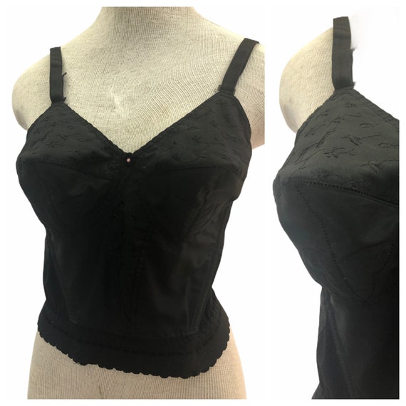 Vintage VTG 1950s 50s Black Eyelet Cotton Bustier