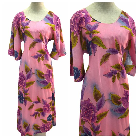 Vintage VTG 1970s 70s Pake Muu Pink Floral Pattern