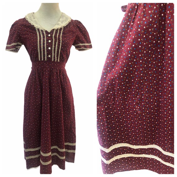 Vintage VTG 1970s 70s Candi Jones Red Floral Boho