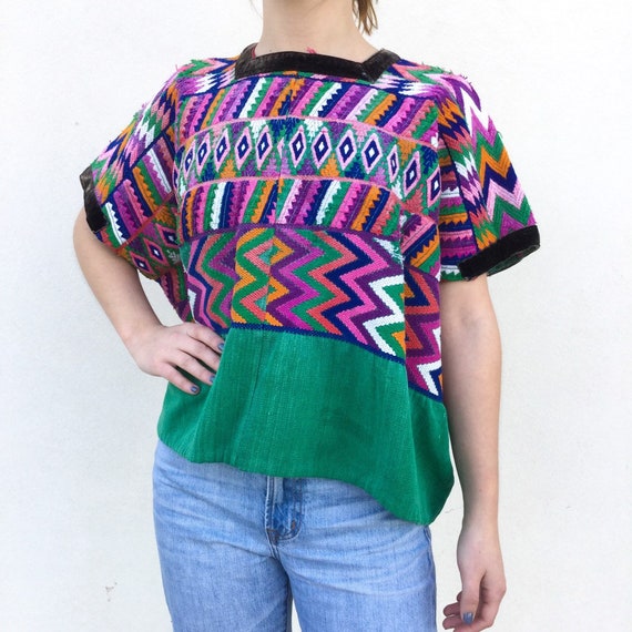 1970s embroidered Guatemalan poncho top