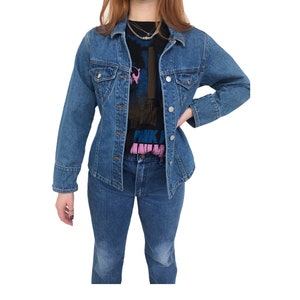 Vintage VTG 1980s 80s Medium Wash Fitted Denim Jacket image 3