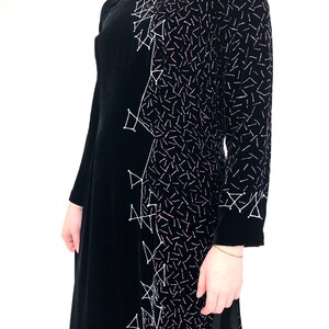 Vintage VTG 1990s 90s Black Velvet Glitter Vietnamese Ao Dai Maxi Dress image 5