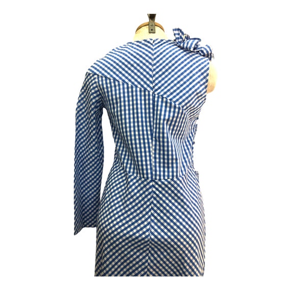 Vintage VTG 1990s White Blue Gingham Asymmetrical… - image 4