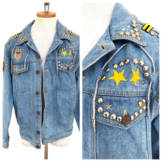 Vintage VTG 1970s 70s Light Wash Denim Patched Stu