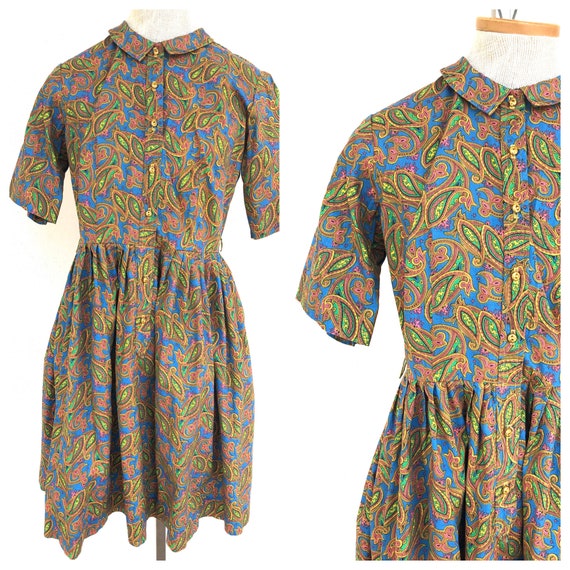 Vintage VTG 1950s 50s Paisley Multicolored Pattern