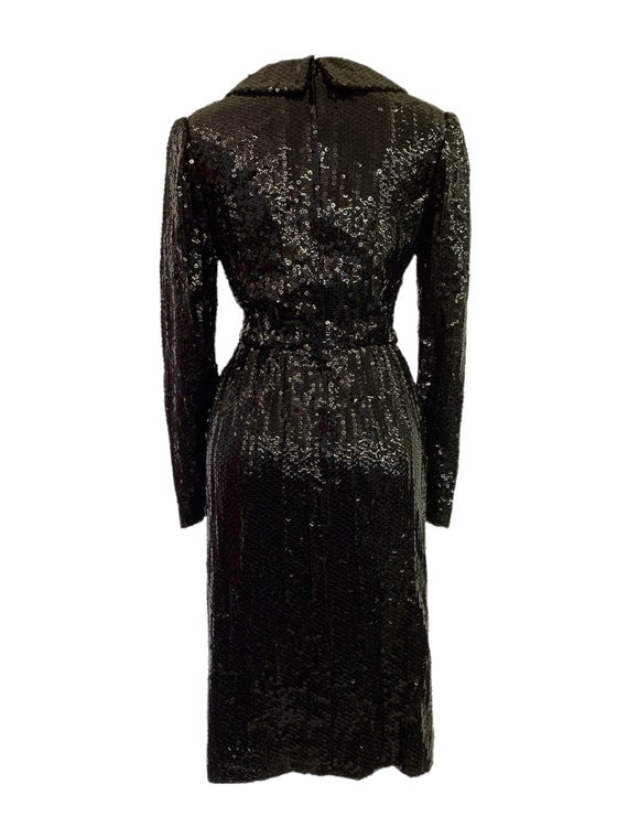 Vtg Vintage 1970s Designer Travilla Black Sequin … - image 5