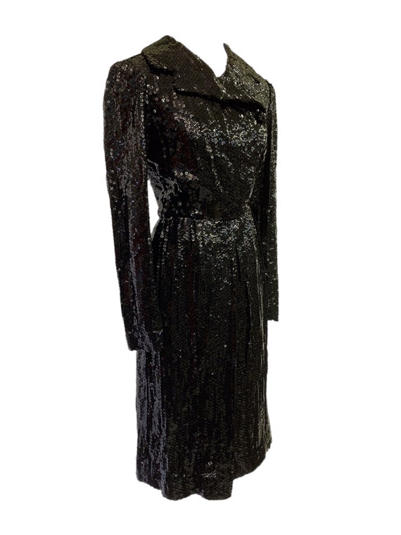 Vtg Vintage 1970s Designer Travilla Black Sequin … - image 3