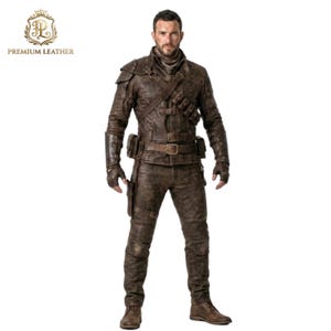 Herren Distressed Braun Leder Post Apocalyptic Kostüm Mad Max Style Jacke Hose Set Wasteland Survivor Outfit LARP Halloween Custom Made