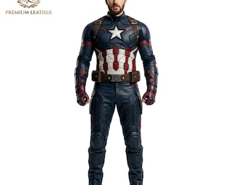 Men's Captain America Inspired Leather Cosplay Suit Tactical Steve Rogers Costume, Handmade Movie Style Outfit Perfect Gift for Him