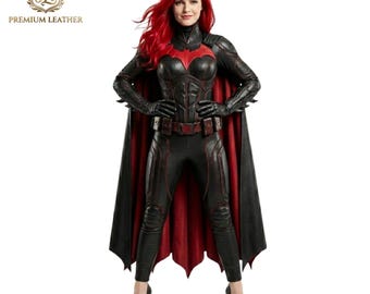 Handmade Batwoman Lambskin Leather Suit - Superhero Cosplay Costume Halloween Comic Con  Bodysuit Movie Replica Cape Outfit Gift For Her