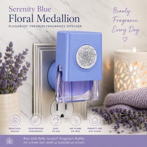 Serenity Blue Floral Medallion Plug-in Diffuser | Decorative Wall Air Freshener