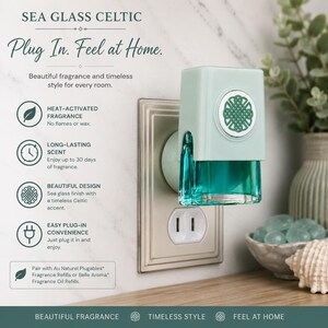 Sea Glass Celtic Plug-in Diffuser | Coastal Wall Air Freshener, Heat-Activated Fragrance