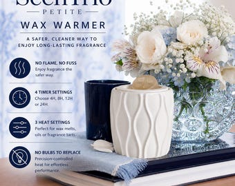 White Diamond Ceramic Wax Warmer | Petite Electric Melt & Oil Diffuser (4 Timer Settings)