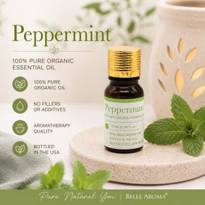 100% Pure Organic Peppermint Essential Oil | Aromatherapy Diffuser Oil (10 mL)