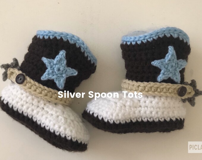 Baby Cowboy Boots, Baby Boots, Boy Cowboy Boots, Knit,crochet Cowgirl Boots, Strap,spurs, Star