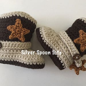 Crochet Baby Cowboy Boots with Stars, Straps, Spurs, Photo Prop