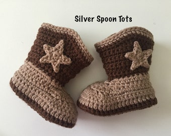 Baby Boy Cowboy Boots, crochet cowboy Boots, baby boots, baby booties, star, photo prop