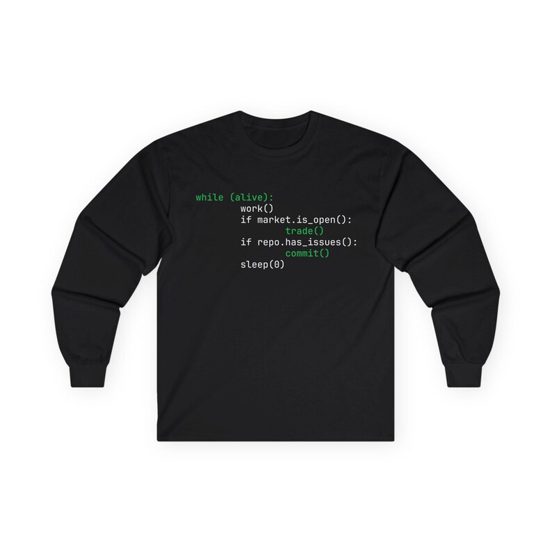 Coding Trader Long Sleeve Tee, Python Algo Trading Shirt, Developer Work Commit Repeat zdjęcie 1