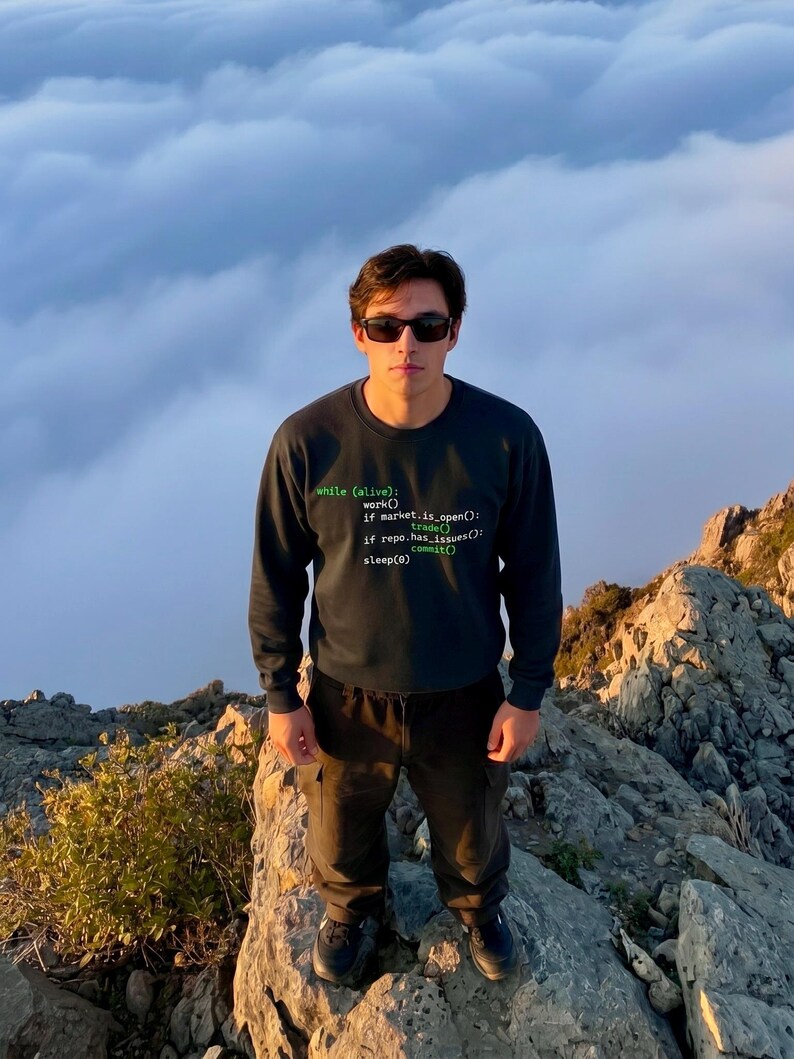 Coding Trader Long Sleeve Tee, Python Algo Trading Shirt, Developer Work Commit Repeat zdjęcie 2