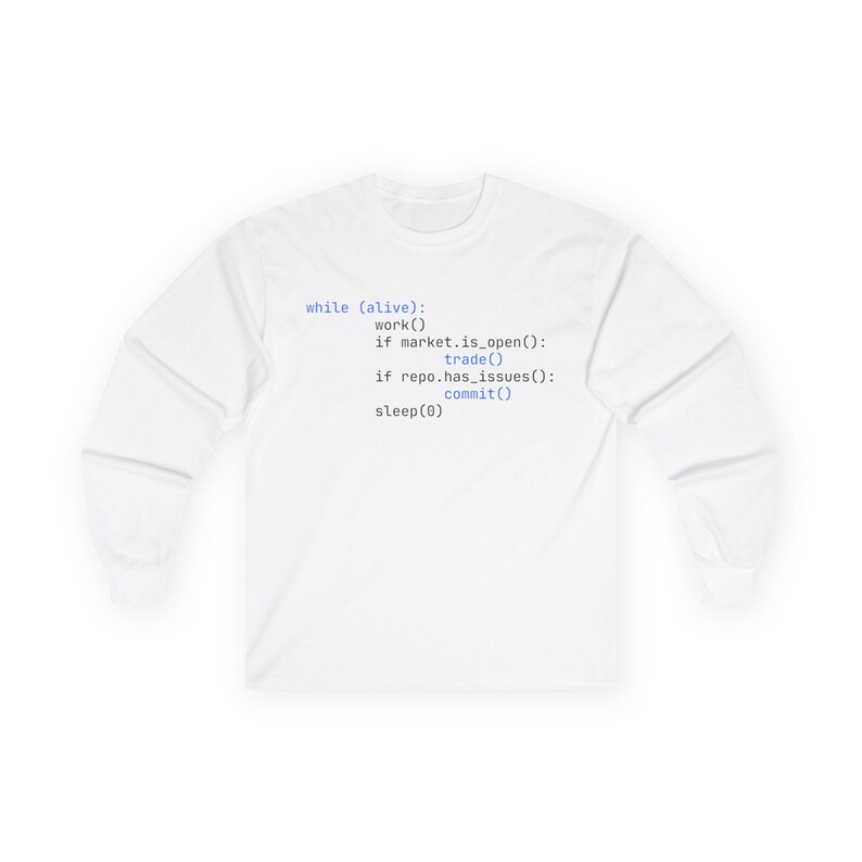 Coding Trader Long Sleeve Tee, Python Algo Trading Shirt, Developer Work Commit Repeat zdjęcie 5