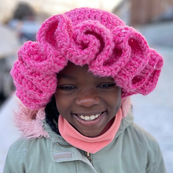 Chunky Crochet Ruffle Hat