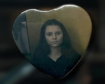 Uncanny Valley Nikki BTS Horror Heart-Shadow Pinback Button