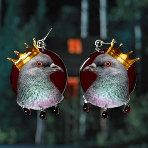 Genetically Inherited Pigeon King Beaded Statement Earrings