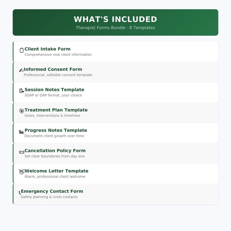 Therapist Forms Bundle | Private Practice Client Intake, Session Notes ...