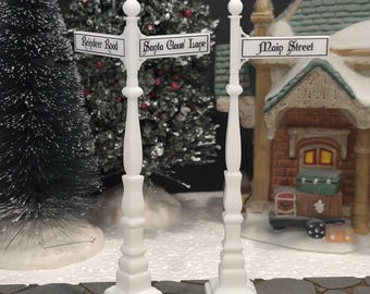 Christmas Village Corner Street Sign - Traditional Style - Christmas Village Accessories - Single or Corner Street Sign - Custom Mini Sign