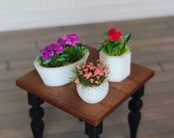 Miniature Dollhouse Potted Flower Plants, Mini House Plants, 1:12 Scale Flowers, Dollhouse House Plant, Dollhouse Greenhouse Plants