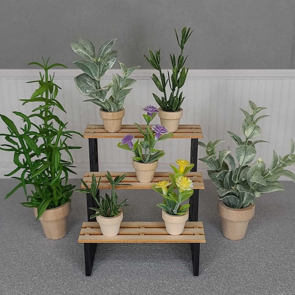 Plantas de casa de muñecas en miniatura, Mini plantas de casa, Plantas a escala 1:12, Accesorios para casas de muñecas, Mini plantas en macetas, Plantas de invernadero de casas de muñecas