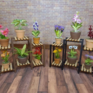 Miniature Dollhouse 1:12 Scale Plant Stand, Plant Holder, Mini House Plant Stand, Dollhouse Accessories, Dollhouse Decor, Modern Dollhouse